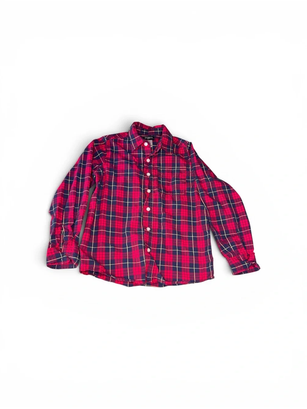 OshKosh B’gosh Plaid Button-Up Shirt Size 10 Red Navy